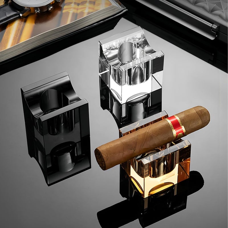 NIKILOONG Cigar Stand Crystal Glass Portable Cigar Rest Outdoor and Indoor Holder (Black) - Image 3